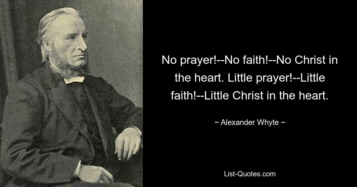 No prayer!--No faith!--No Christ in the heart. Little prayer!--Little faith!--Little Christ in the heart. — © Alexander Whyte