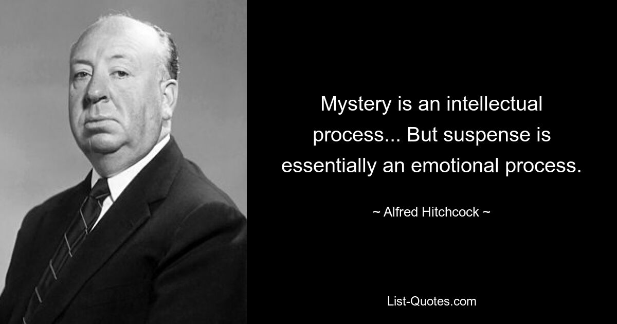 Mystery is an intellectual process... But suspense is essentially an emotional process. — © Alfred Hitchcock