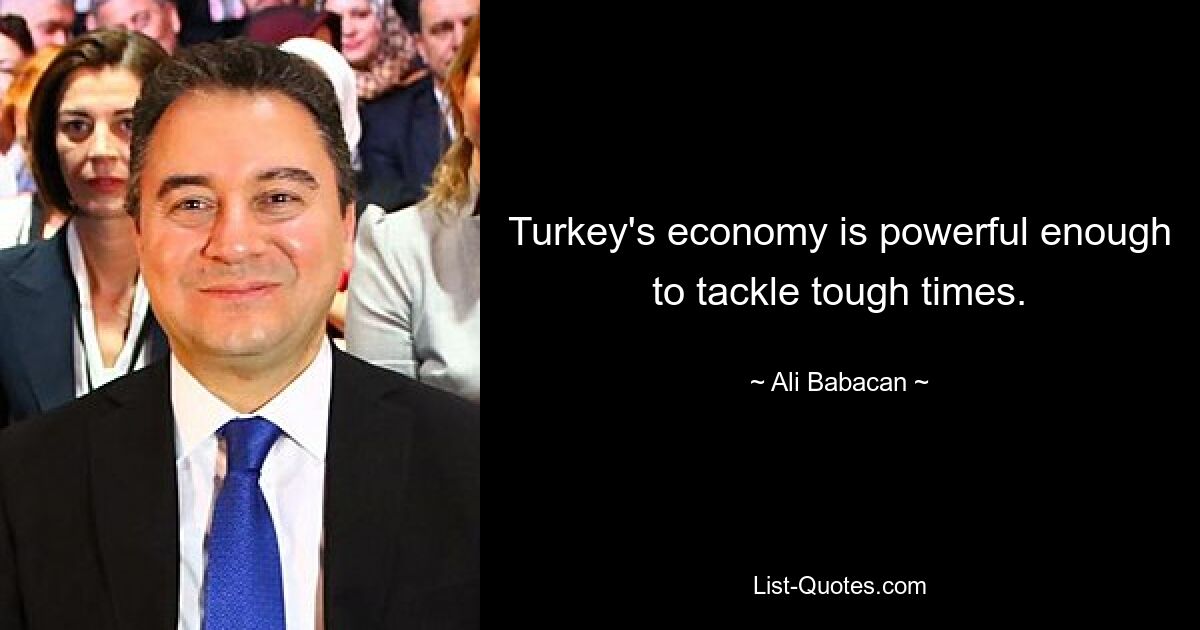 Turkey's economy is powerful enough to tackle tough times. — © Ali Babacan