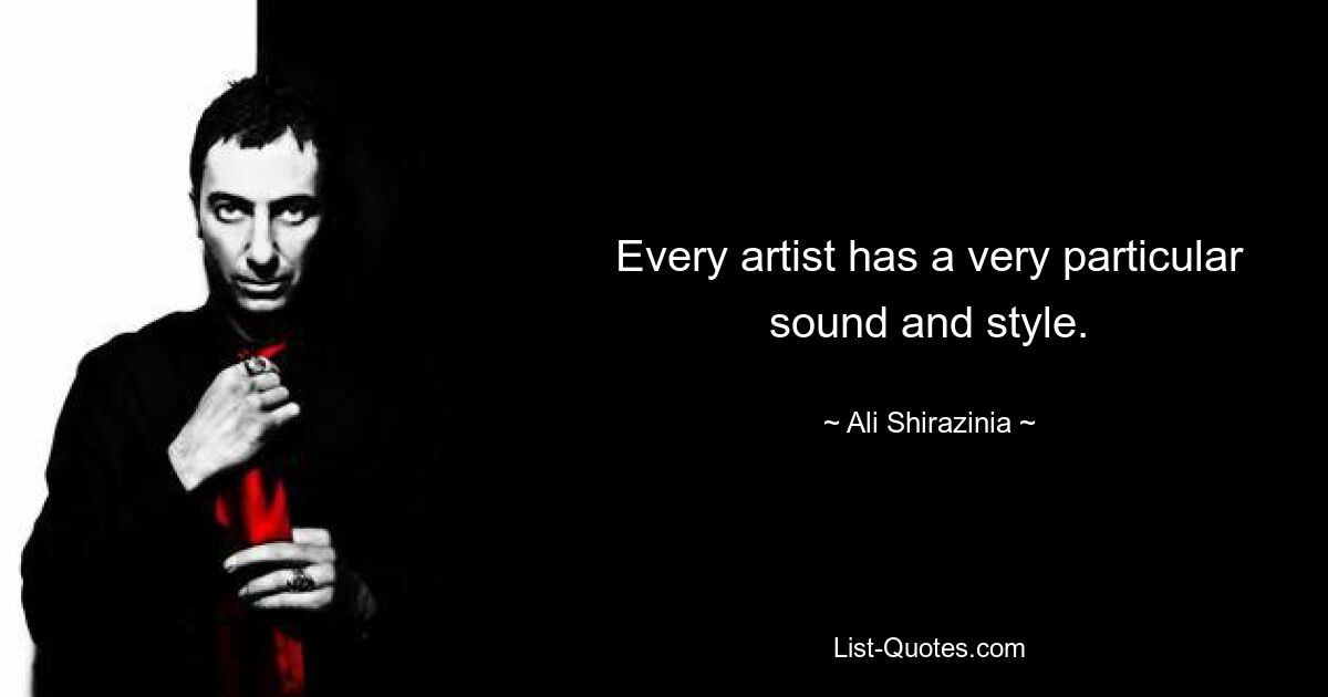 Every artist has a very particular sound and style. — © Ali Shirazinia