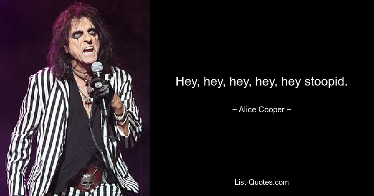 Hey, hey, hey, hey, hey stoopid. — © Alice Cooper