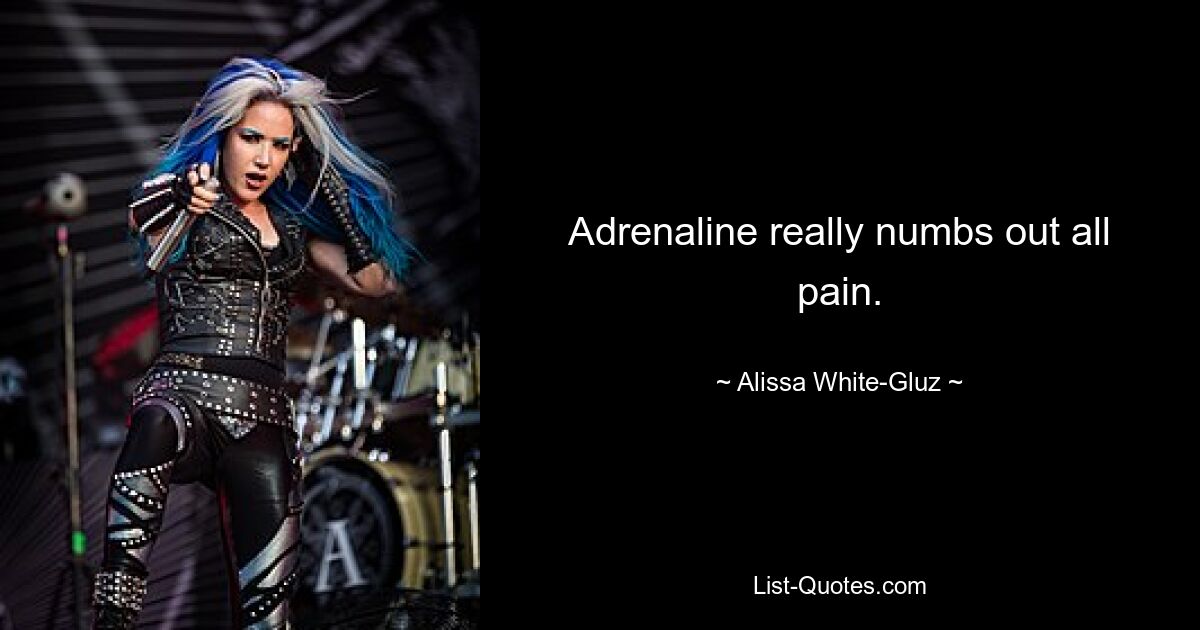 Adrenaline really numbs out all pain. — © Alissa White-Gluz