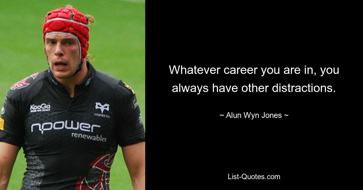 Whatever career you are in, you always have other distractions. — © Alun Wyn Jones