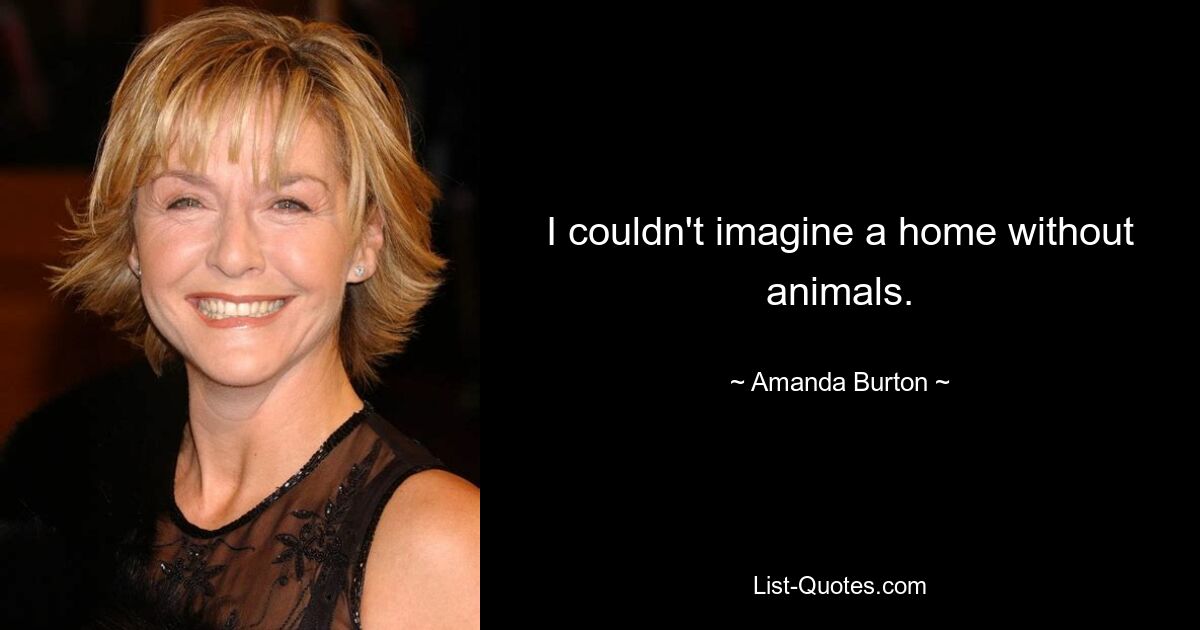 I couldn't imagine a home without animals. — © Amanda Burton