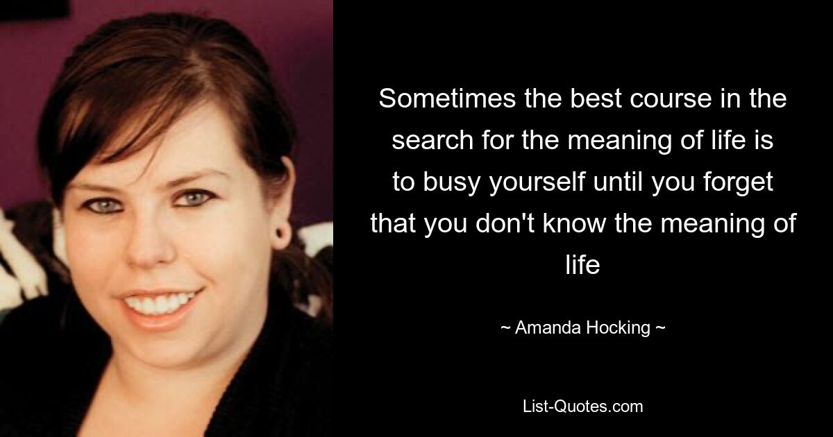 Sometimes the best course in the search for the meaning of life is to busy yourself until you forget that you don't know the meaning of life — © Amanda Hocking