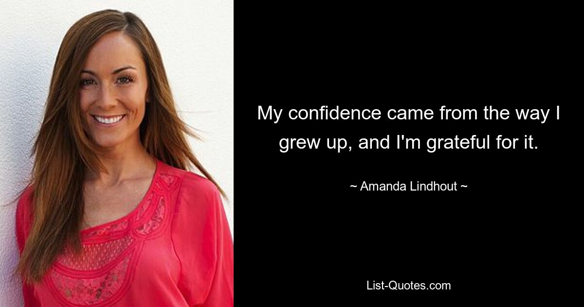 My confidence came from the way I grew up, and I'm grateful for it. — © Amanda Lindhout