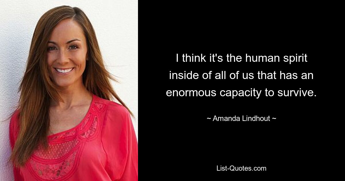 I think it's the human spirit inside of all of us that has an enormous capacity to survive. — © Amanda Lindhout