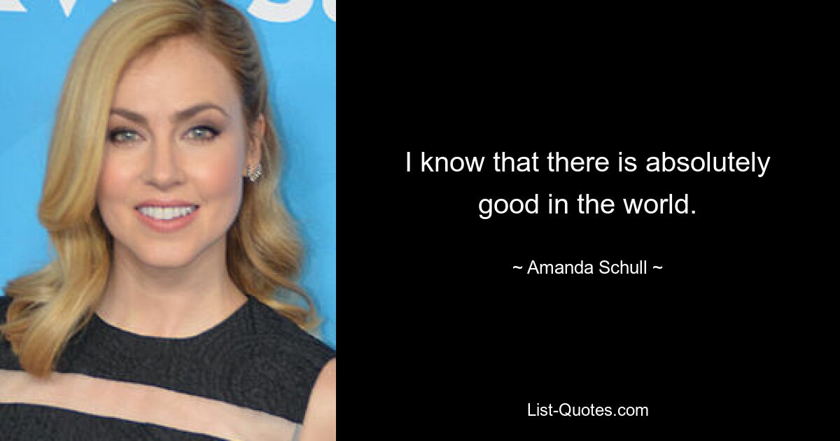 I know that there is absolutely good in the world. — © Amanda Schull