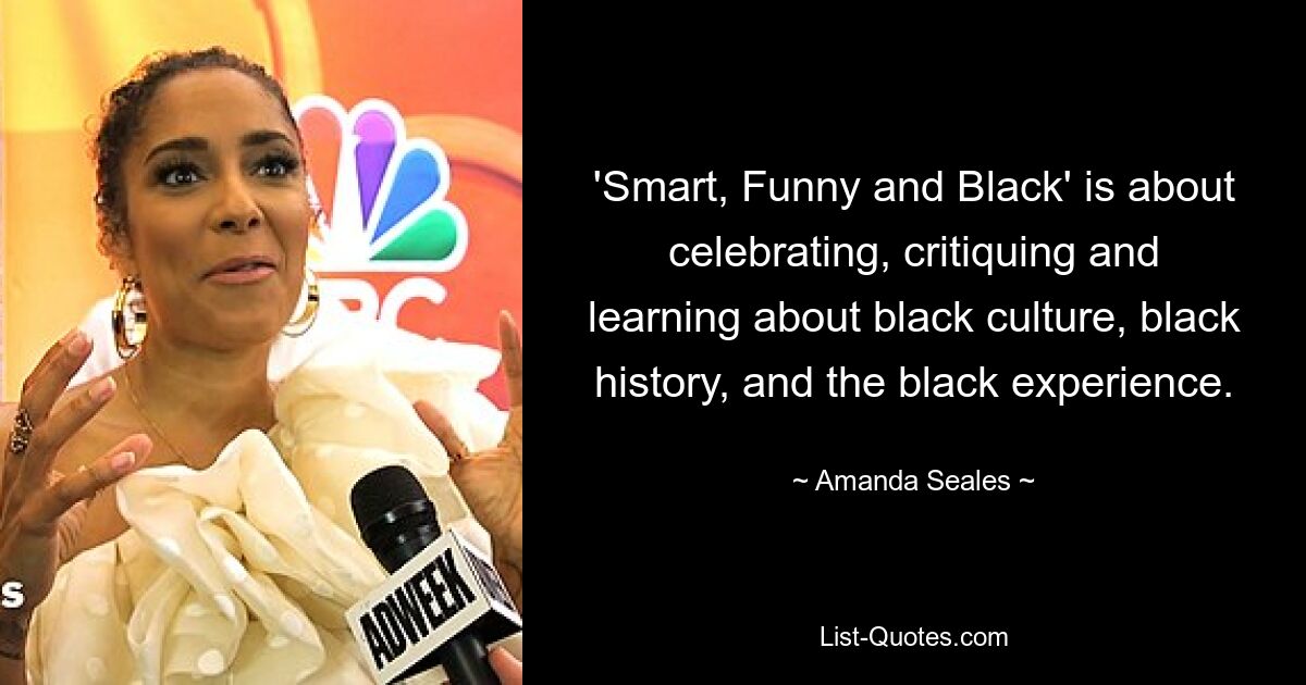 'Smart, Funny and Black' is about celebrating, critiquing and learning about black culture, black history, and the black experience. — © Amanda Seales