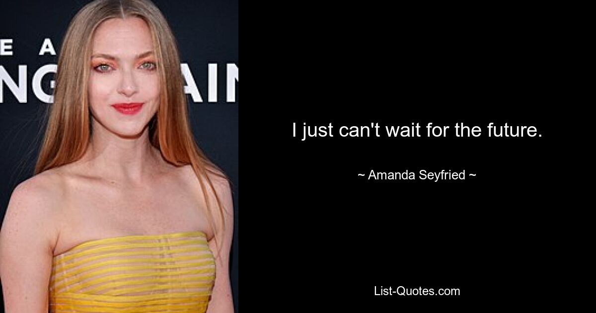 I just can't wait for the future. — © Amanda Seyfried