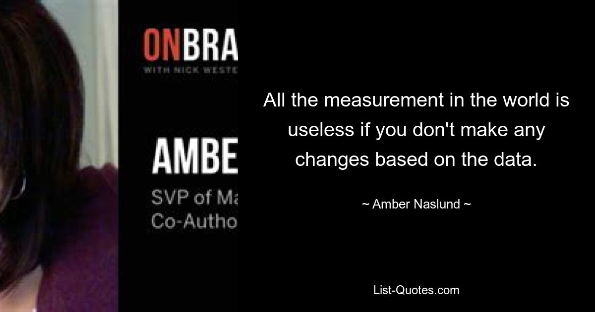 All the measurement in the world is useless if you don't make any changes based on the data. — © Amber Naslund