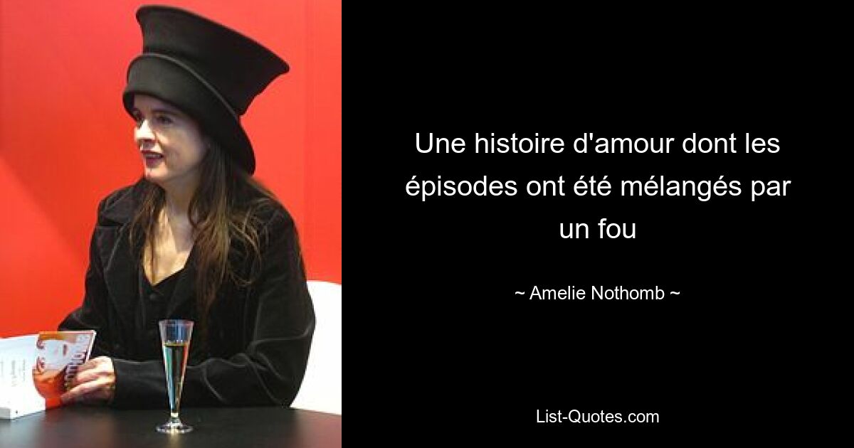 Une histoire d'amour dont les épisodes ont été mélangés par un fou — © Amelie Nothomb