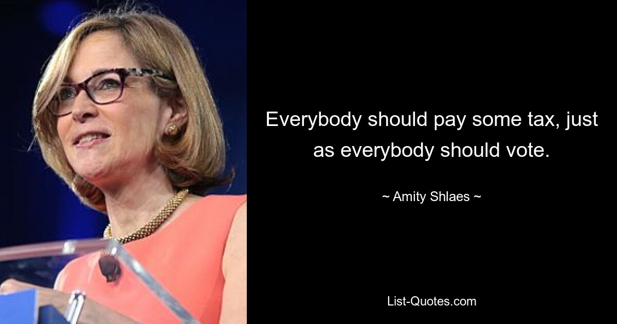 Everybody should pay some tax, just as everybody should vote. — © Amity Shlaes