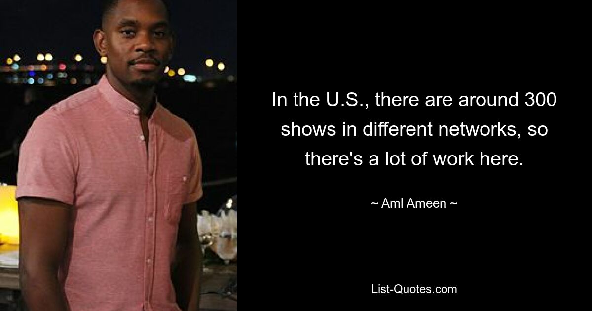 In the U.S., there are around 300 shows in different networks, so there's a lot of work here. — © Aml Ameen