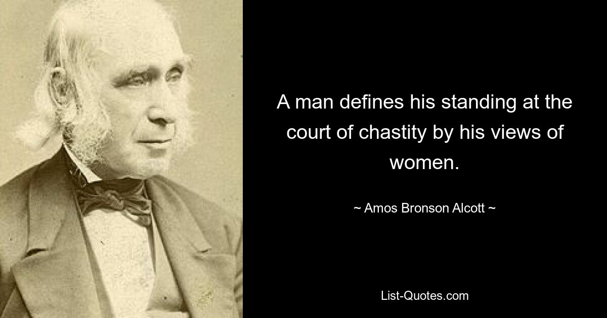 A man defines his standing at the court of chastity by his views of women. — © Amos Bronson Alcott