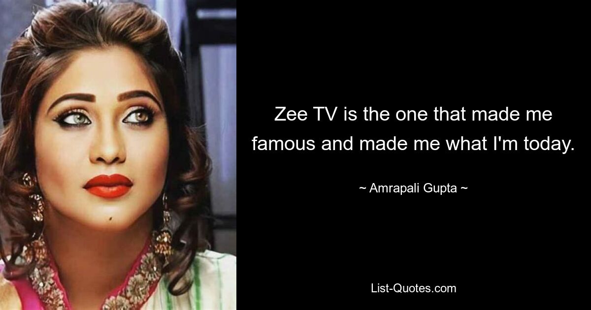 Zee TV is the one that made me famous and made me what I'm today. — © Amrapali Gupta