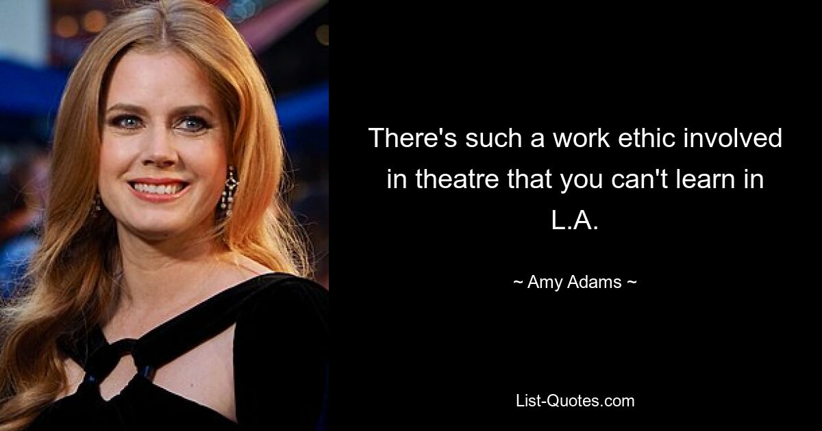 There's such a work ethic involved in theatre that you can't learn in L.A. — © Amy Adams