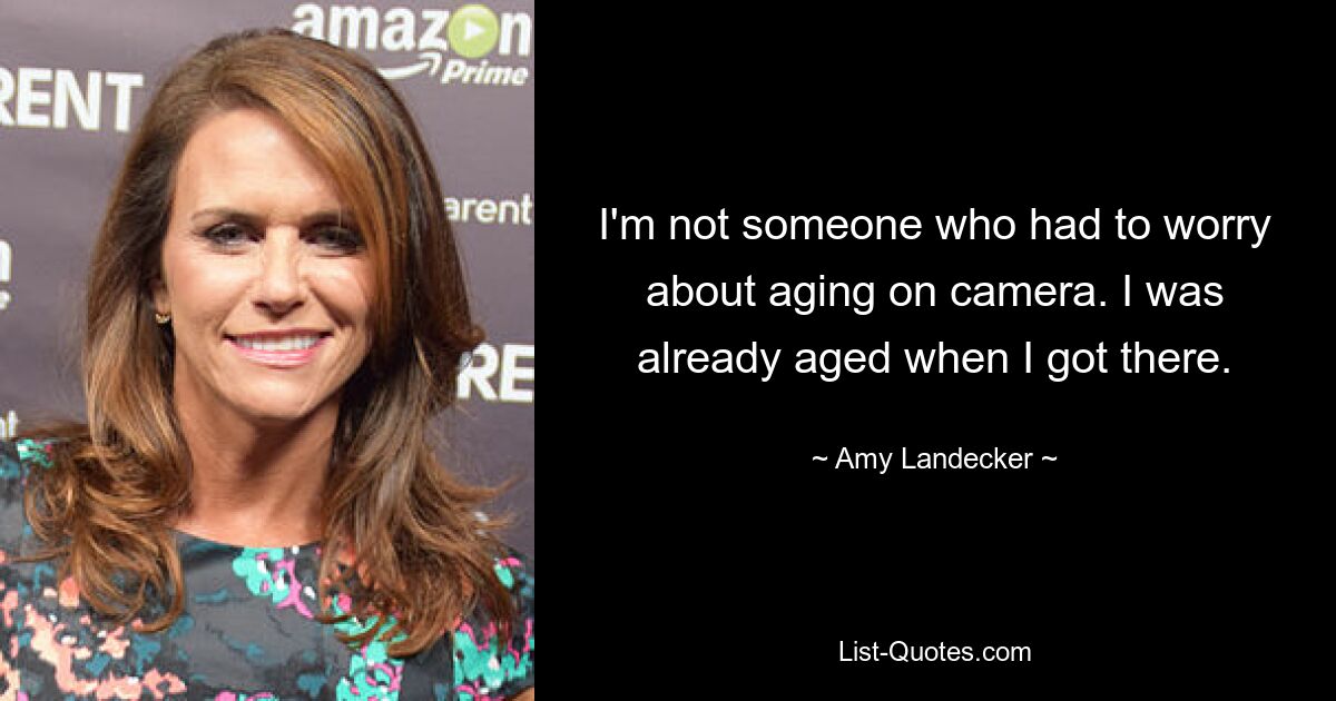 I'm not someone who had to worry about aging on camera. I was already aged when I got there. — © Amy Landecker