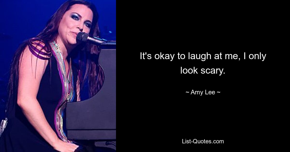 It's okay to laugh at me, I only look scary. — © Amy Lee