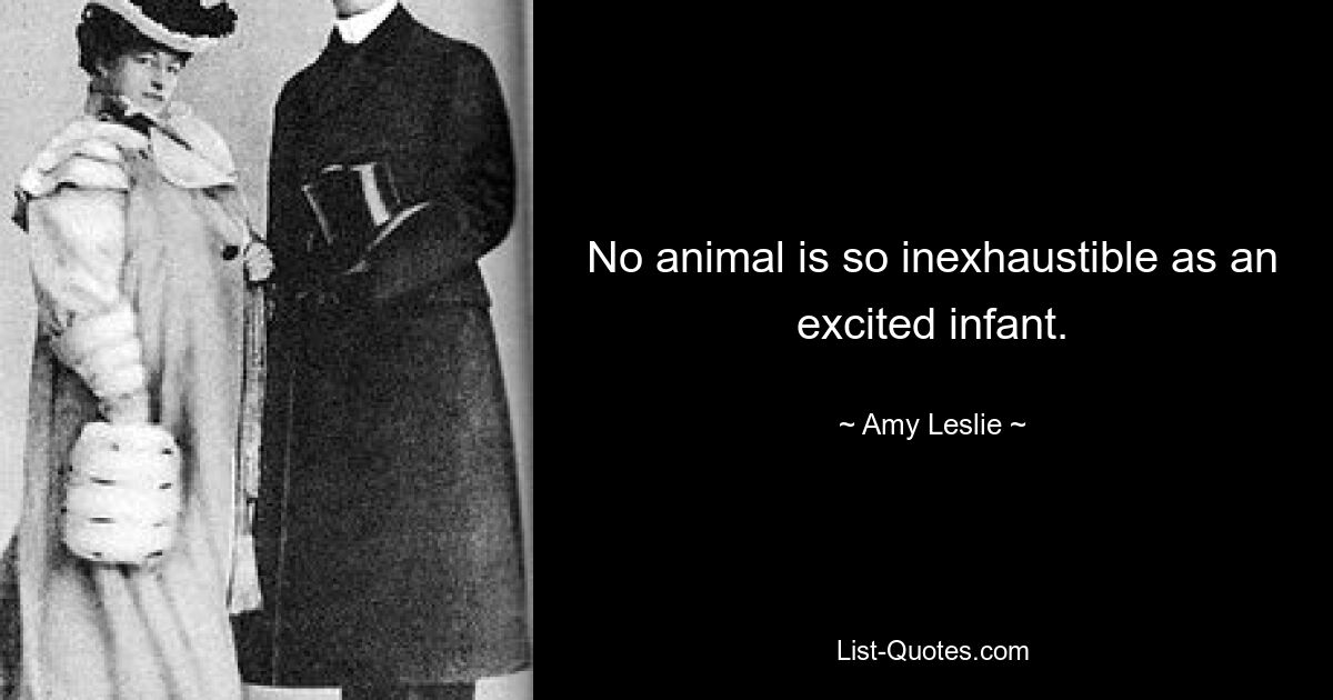 No animal is so inexhaustible as an excited infant. — © Amy Leslie