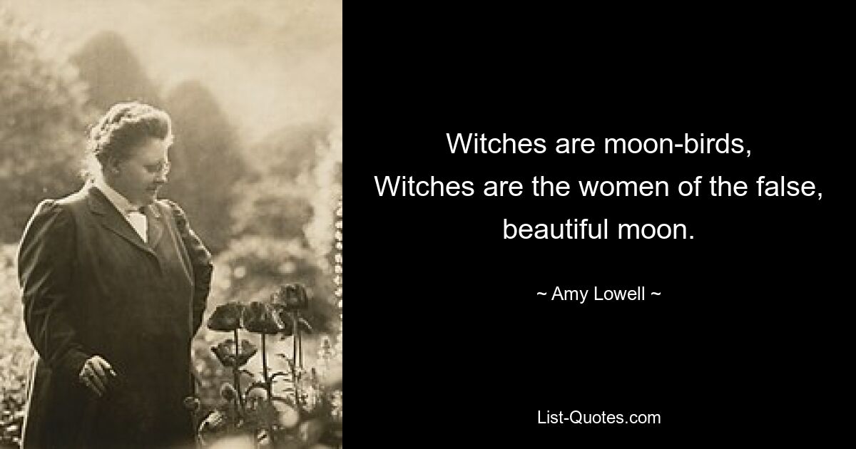 Witches are moon-birds,
Witches are the women of the false, beautiful moon. — © Amy Lowell