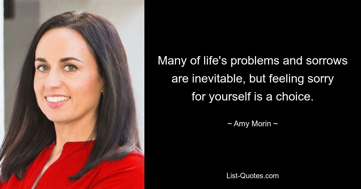 Many of life's problems and sorrows are inevitable, but feeling sorry for yourself is a choice. — © Amy Morin