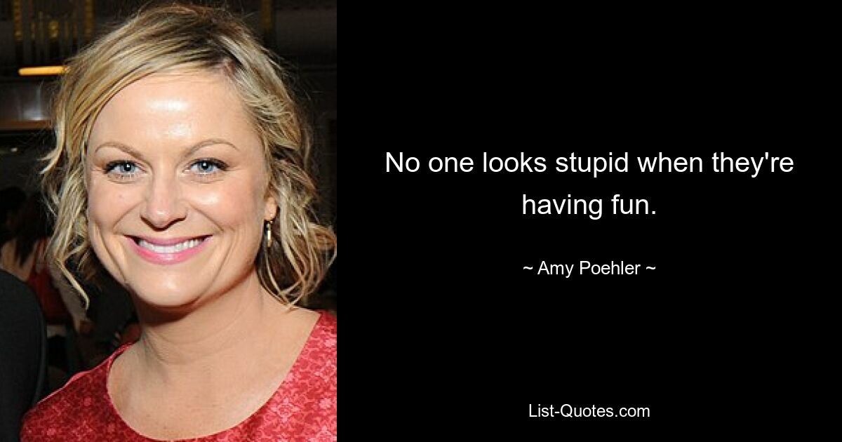 No one looks stupid when they're having fun. — © Amy Poehler