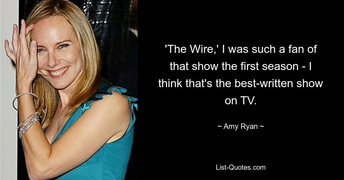 'The Wire,' I was such a fan of that show the first season - I think that's the best-written show on TV. — © Amy Ryan