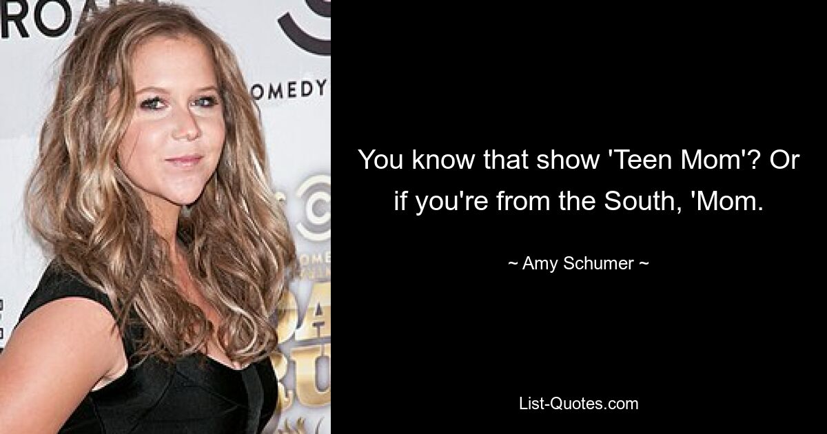 You know that show 'Teen Mom'? Or if you're from the South, 'Mom. — © Amy Schumer