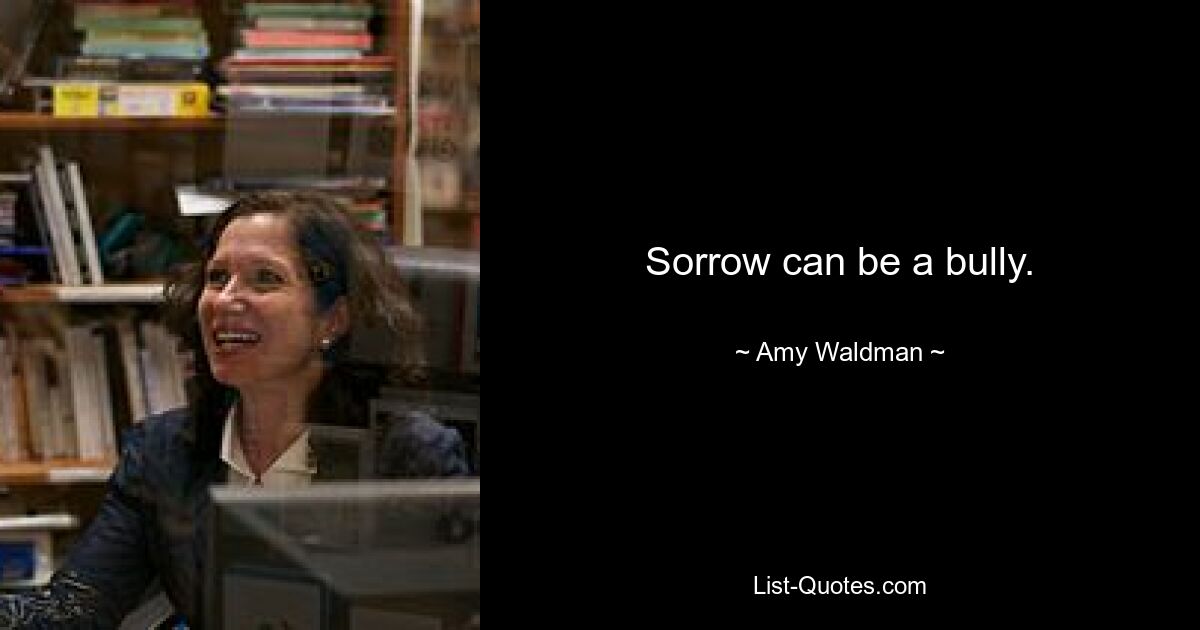 Sorrow can be a bully. — © Amy Waldman