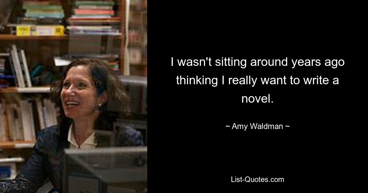 I wasn't sitting around years ago thinking I really want to write a novel. — © Amy Waldman