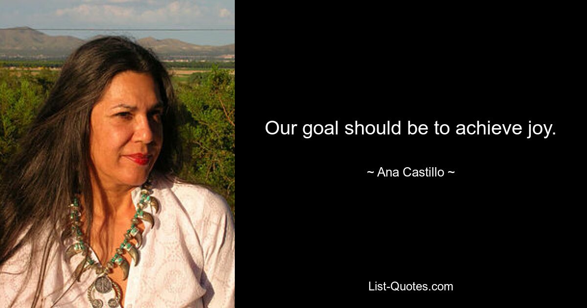 Our goal should be to achieve joy. — © Ana Castillo