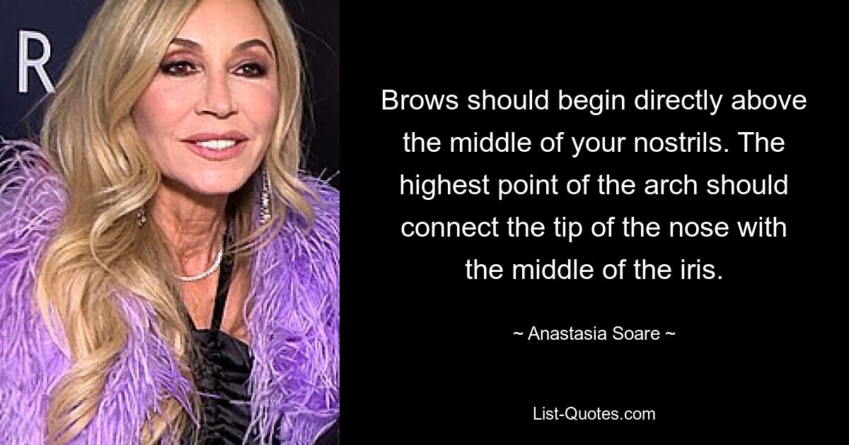 Brows should begin directly above the middle of your nostrils. The highest point of the arch should connect the tip of the nose with the middle of the iris. — © Anastasia Soare