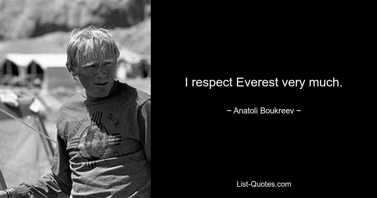 I respect Everest very much. — © Anatoli Boukreev