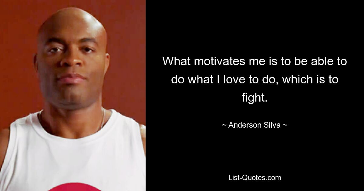 What motivates me is to be able to do what I love to do, which is to fight. — © Anderson Silva