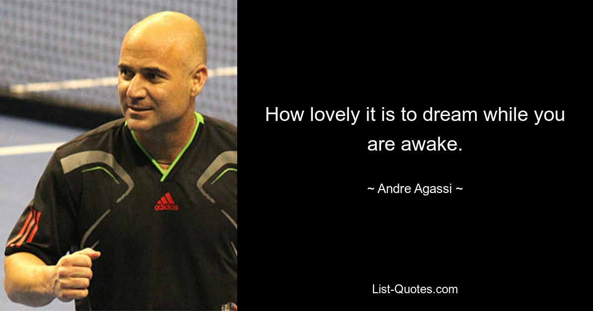 How lovely it is to dream while you are awake. — © Andre Agassi