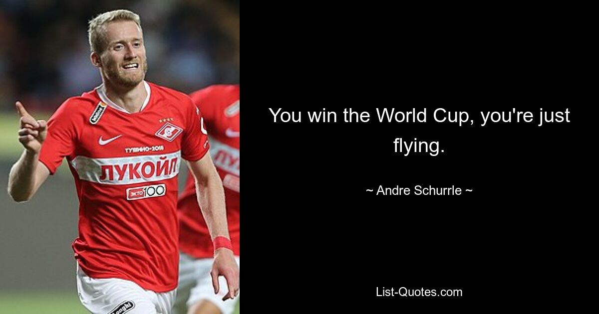 You win the World Cup, you're just flying. — © Andre Schurrle