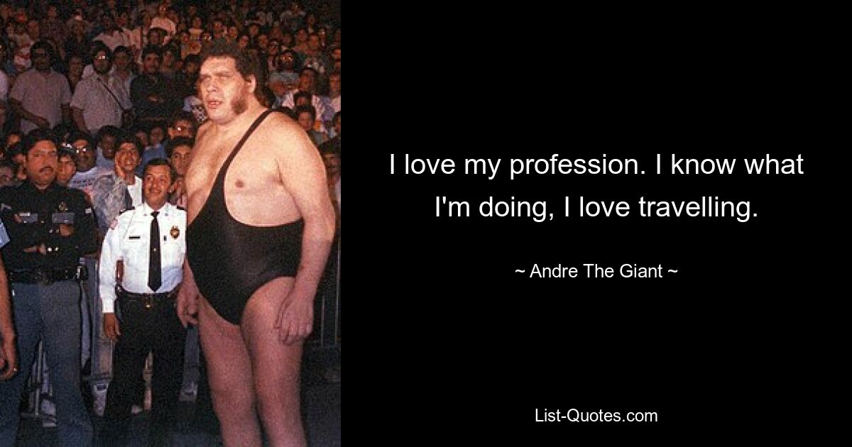 I love my profession. I know what I'm doing, I love travelling. — © Andre The Giant