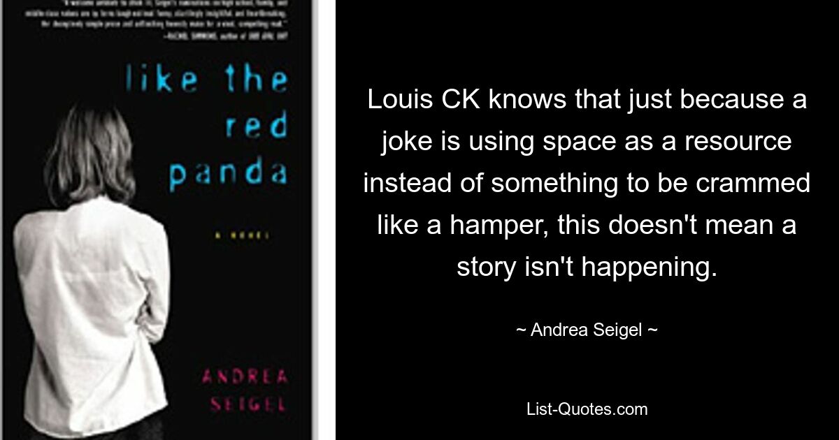 Louis CK knows that just because a joke is using space as a resource instead of something to be crammed like a hamper, this doesn't mean a story isn't happening. — © Andrea Seigel