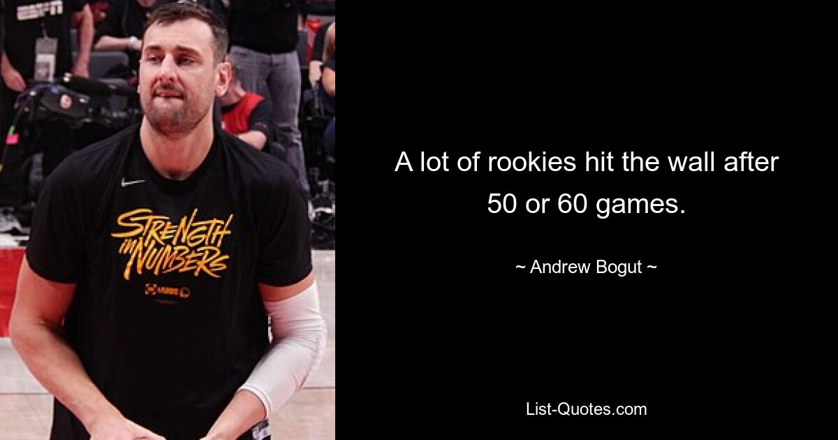 A lot of rookies hit the wall after 50 or 60 games. — © Andrew Bogut