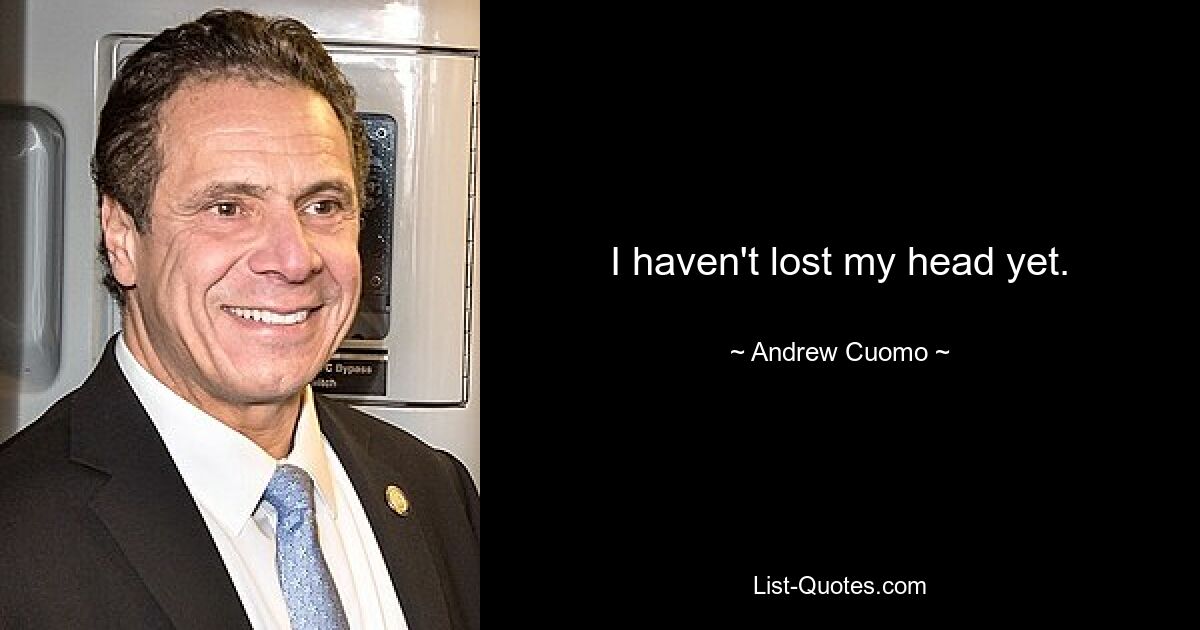 I haven't lost my head yet. — © Andrew Cuomo