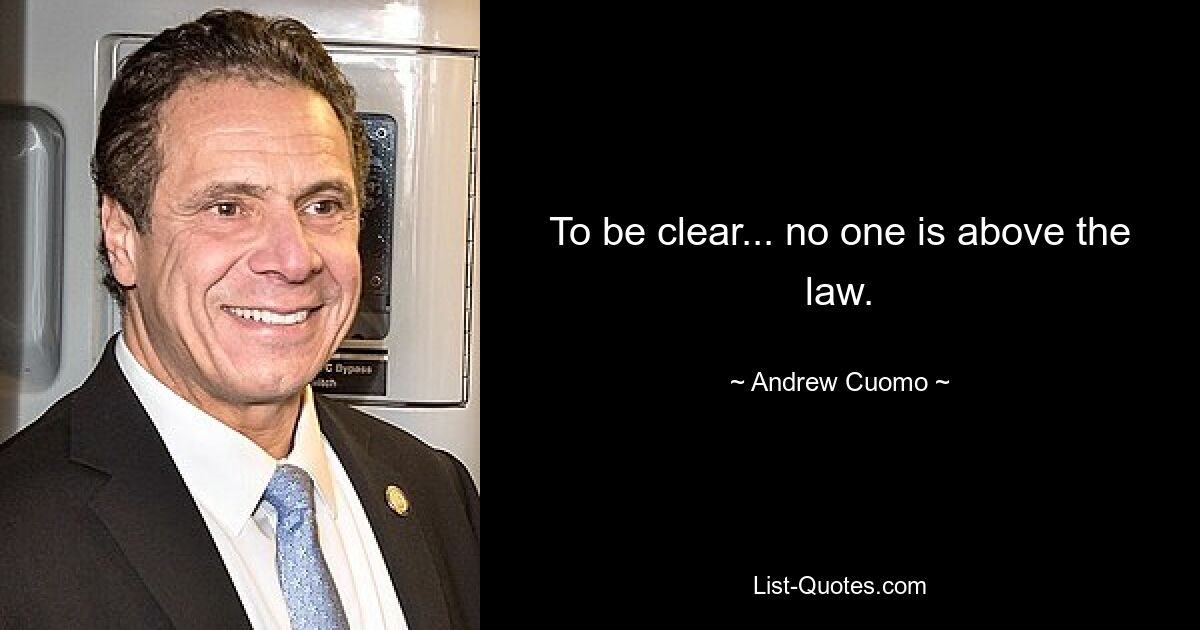 To be clear... no one is above the law. — © Andrew Cuomo