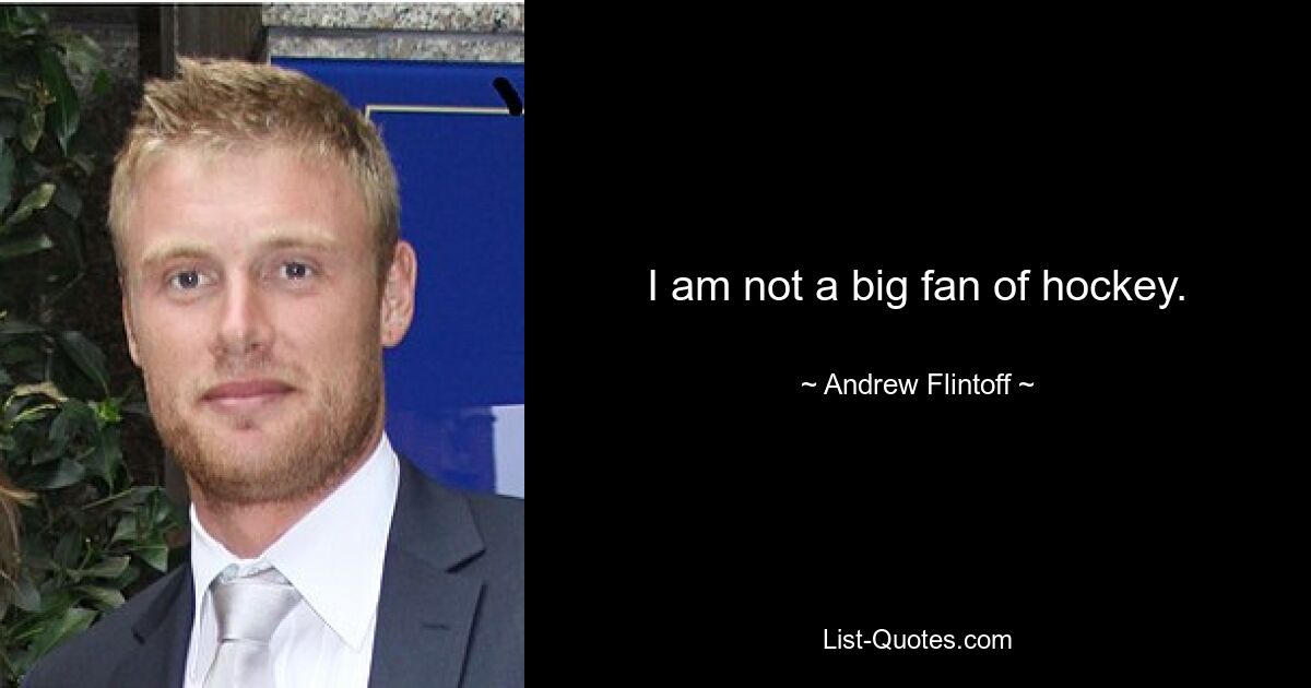 I am not a big fan of hockey. — © Andrew Flintoff