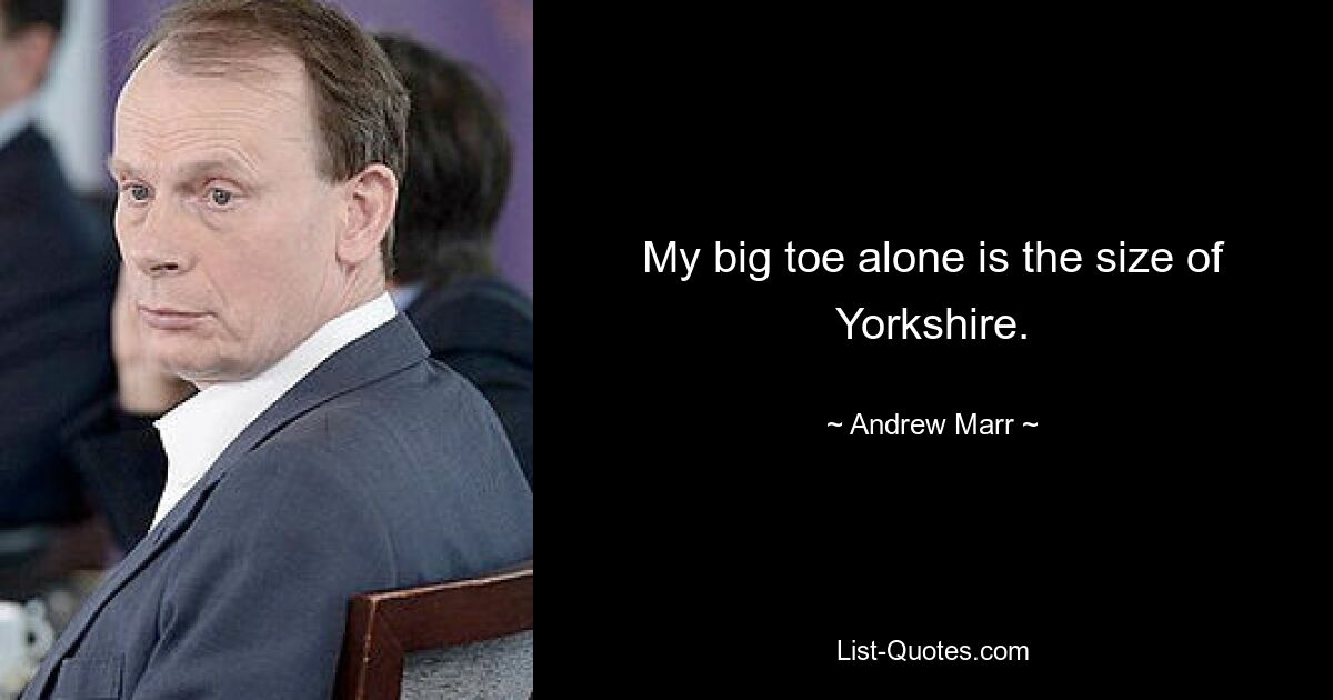 My big toe alone is the size of Yorkshire. — © Andrew Marr