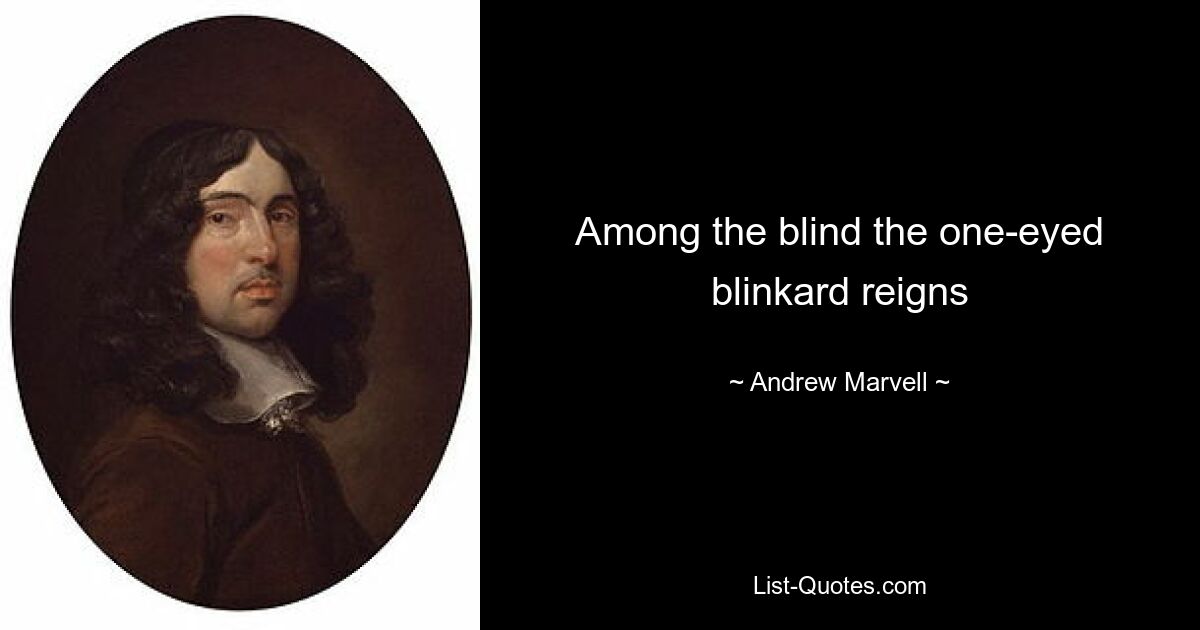 Among the blind the one-eyed blinkard reigns — © Andrew Marvell