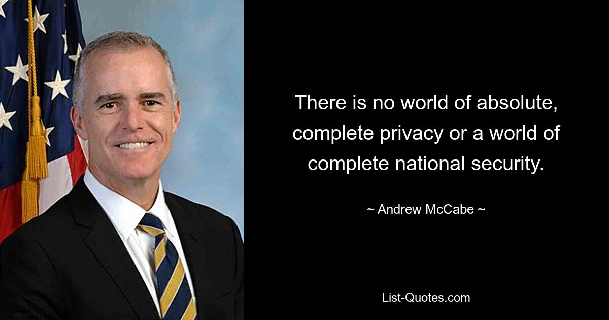 There is no world of absolute, complete privacy or a world of complete national security. — © Andrew McCabe