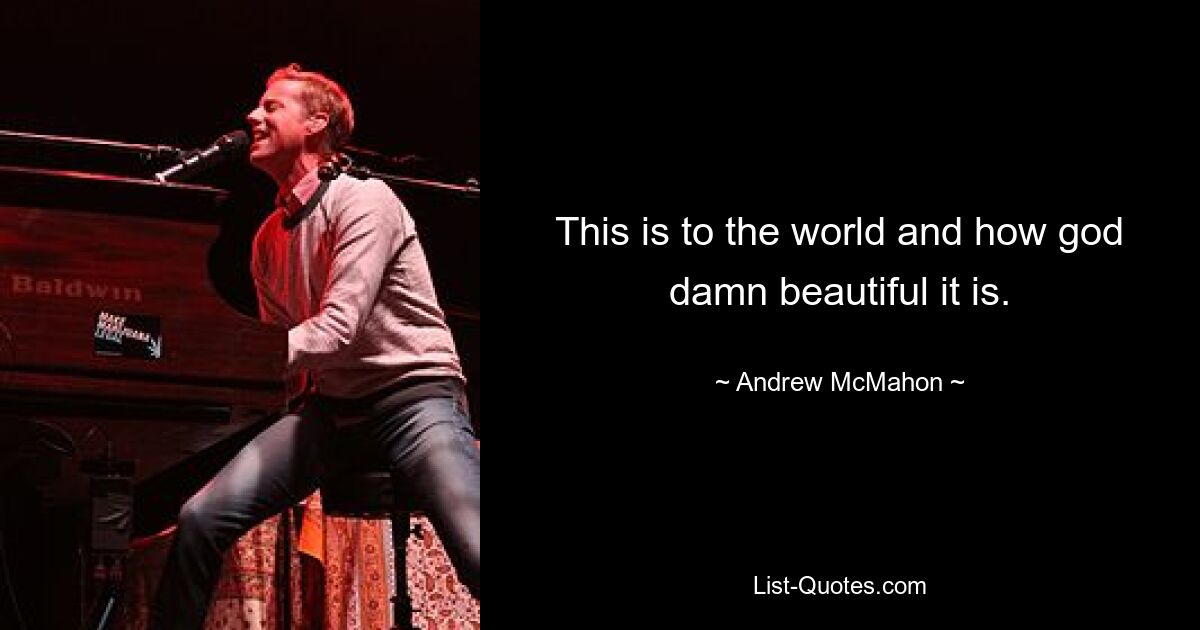 This is to the world and how god damn beautiful it is. — © Andrew McMahon