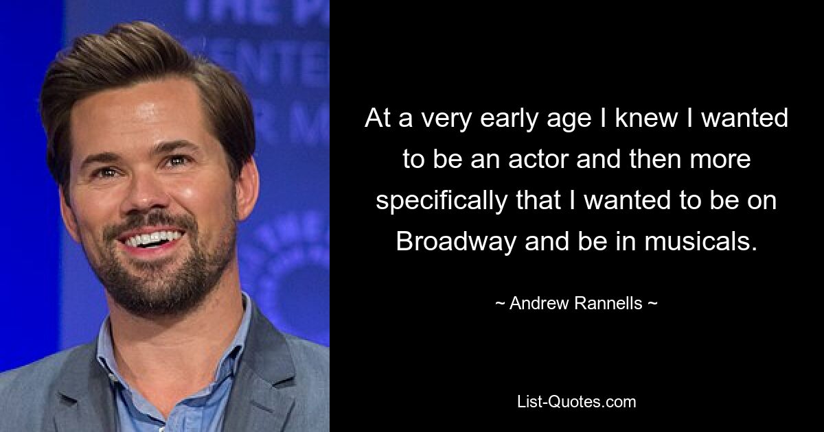 At a very early age I knew I wanted to be an actor and then more specifically that I wanted to be on Broadway and be in musicals. — © Andrew Rannells