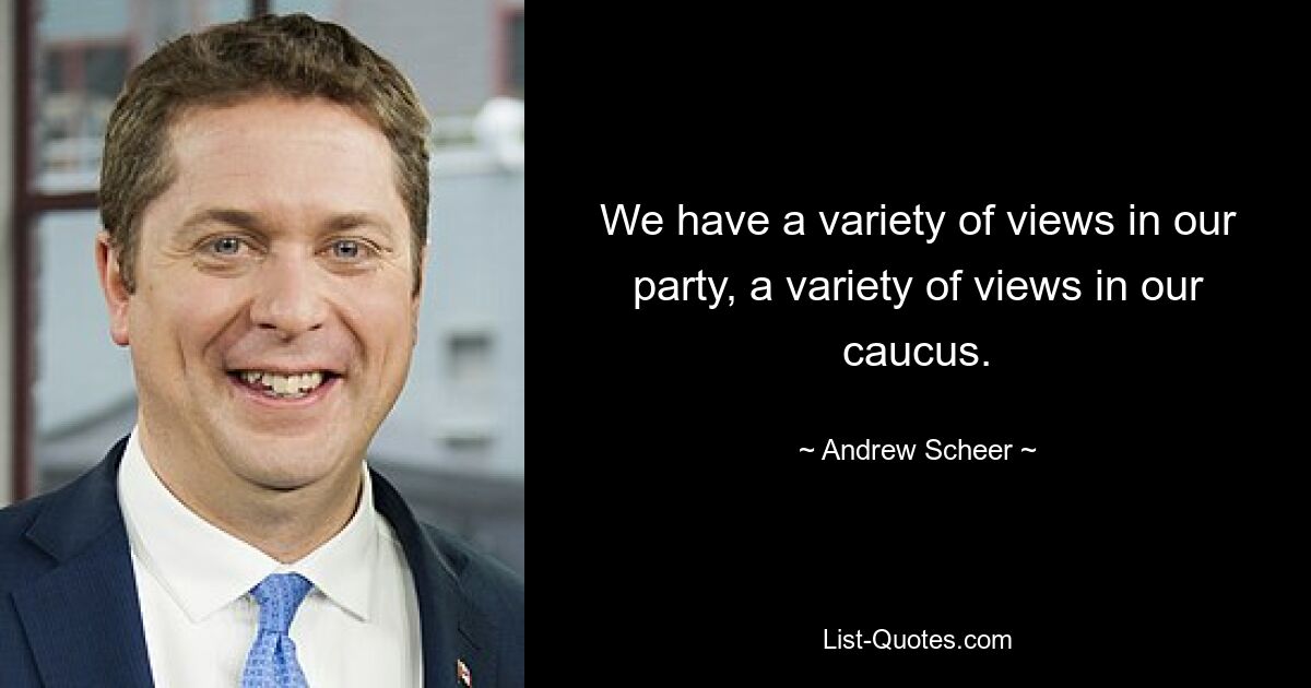 We have a variety of views in our party, a variety of views in our caucus. — © Andrew Scheer