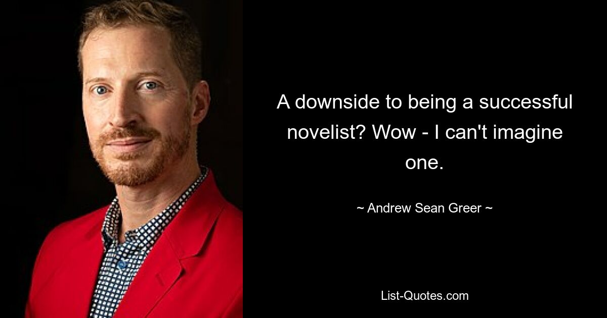 A downside to being a successful novelist? Wow - I can't imagine one. — © Andrew Sean Greer